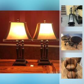 MaxSold Auction: This online auction features Child's Basketball Chair, Blue Bookcase, Sofa, Lamps, Total Gym, Baseball Mitts, Don Li-Leger Artwork, Star Wars Pop-Up Guide, Yankee Book and much more!