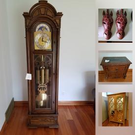 MaxSold Auction: This online auction features Hentschel Grandfather Clock, Wall-mounted Giraffe Masks, YAMAHA Digital Piano, White Leather Couch, Kimball Piano, Hide a Bed on Wheels, Electric Space Heater, Yardworks Battery Electric Chainsaw, Ladder, Hedge Trimmers and much more!