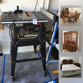 MaxSold Auction: This online auction features outdoor furniture, extension ladder, Craftsman table saw with stand, La Z Boy recliner, Cordless Drill, Scroll Saw, ankle and hand weights, bread machine, retro dining table, vintage airline models, and much more!