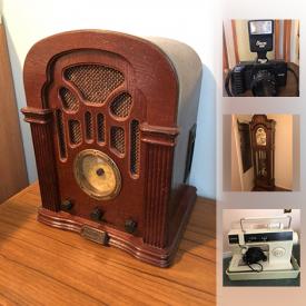 MaxSold Auction: This online auction features Tea Cups And Saucers, 35mm Camera And Flash, Royal Doulton Dick Jug, Royal Doulton "Sir Churchill" porcelain figure, Pair Digital Fidelity Acoustics Speakers, Grandfather Clock, Norman Rockwell Collector Plates, Vintage style Radio and much more!