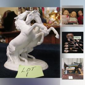 MaxSold Auction: This online auction features Collectible coins; perfume bottles / compacts / hankies / gloves; buttons; horse brass; Barbie / Tonka / TY; comics; pottery. Vintage postcards; cookie jars; jewelry; dolls; tins; mantle clcok; coffee grinders. Sterling and silver plate. China such as Parbus, Bavaria gold tea set; Czech Platinum cream and sugar. Crystal Hofbaur London taxi; glass figures; Fire KIng. Vintage wool blankets. Schaubach Kunst figurine; turtle figures including a Hosleton; occupied Japan figurines and much more!