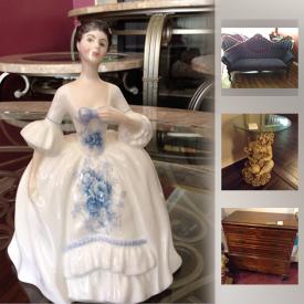 MaxSold Auction: This online auction features a Patio Set metal coffee table, Marble tables, Outdoor chairs and loungers, Gibbard's Dresser, Stereo and speakers, Fine China, Laurentian grandfather clock and more.