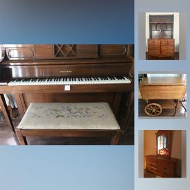 MaxSold Auction: This online auction features King size Bed Frame, Tea Tray, Piano and piano bench, antique dresser, Dresser, Bathroom Vanity and much more!