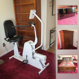 MaxSold Auction: This online auction features Bulova Wall Clock, Seth Thomas Wall Clock, Theracycle Powered Exercise Bike, Ornate rocking chair, Samsung TV 33 Inch, Jewelry Dresser, and much more!