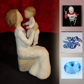 MaxSold Auction: This online auction features Art such as vintage stained glass panels, limited edition, signed prints, art prints on uncut plates, indigenous artists. Collectible Willow Tree figure, a cloisonne vase, glass paperweights, stamp and coin sets, Hummel and Carl Romanelli decor plates, Blue Mountain Pottery, hockey cards. Christmas ornaments and decor. Royal Albert "Old Country Rose" teapot and teacup sets. Tagus, Portugal copper cookware and more!