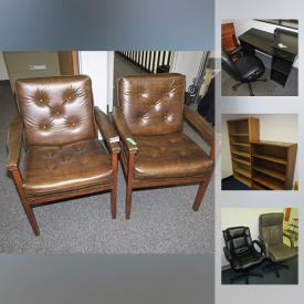 MaxSold Auction: This online auction features office furniture such as chairs, desks, filing cabinets, conference table, shelving, electronics such as Maxent TV, Dell computer, Q See security system, Dell laptop, and shredder, aeronautical decor such as model planes, helicopter, posters, and art and much more!