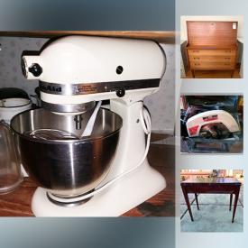 MaxSold Auction: This online auction features Vintage Furniture such as a MC secretary / desk, burled wood Wiley B Allen Co. Victrola cabinet, dining table and chairs, metal and glass two-shelf; office furnishings. Electronics such as a Compaq Predation notebook, computer monitors by Dell, Samsung, Lenovo, ViewSonic and more! Collectible Wedgwood Jasperware; trinket boxes. KitchenAid stand mixer. Casio keyboard. Home health aids and more!