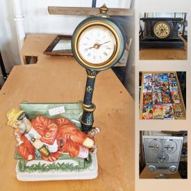 MaxSold Auction: This online auction features an Antique Seth Thomas mantle clock; Waterman and Carter ink bottles; Pewter dragon spout coffee pot; c 1850's and 1870's ironstone tureens. Vintage Pyrex; McCoy; Mid-century Schaefer beer advertising clock and lighting; an unusual "pink" Coleman stove, lanterns. Collectible Vintage science fiction novels by authors Ray Bradbury and more! Royal Doulton Toby jug; Melody in Motion figures; Harry Potter movie posters; pennants; stoneware Marcrest pitcher; military items. Glass such as a Fostoria "coin" pitcher, carnival dessert bowl, Phoenix "grasshopper" vase. "Slim" Sony Playstation 2 and games and much more!