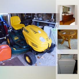 MaxSold Auction: This online auction features appliances such as a refrigerator, stove, washer and dryer, furniture such as a shelf, trunk, upholstered chairs, china cabinet, dresser, double bed and more, lawn tractor, vintage toys, small kitchen appliances, pots and pans and other kitchen items, books and games, folding chairs, decanters, flashlights, folding table, tents and heaters, snowshoes and skis, storage bins, silverplate, china, drywall supplies, tile cutter and other tools, water pump, vintage train set and more!