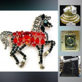 MaxSold Auction: This online auction features Royal Albert England Fine Bone China, Carl Faberge French Crystal Goblets, Vintage Jewelry, Ornate Crystal Brides Basket, Collectors Edition Barbies, Roseville Bowl and Stand, Antique Tintypes, Bushnell Telescope, Royal Doulton Figurines, Swarovski Crystal Swans, Vintage Sadler Teapot, Hobnail Glass Vase, Vintage Salt and Pepper Shakers and much more!!!