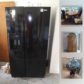 MaxSold Auction: This online auction features Kenmore refrigerator, electronics such as 43” LED TV, karaoke machine, and Sony stereo, furniture such as Tommy Bahama shelving unit, leather recliners, Tommy Bahama dining table, Sleep Number bed, and wood nightstands, signed paintings, Tiffany style lamps, small kitchen appliances, kitchenware, home decor, Pfaltzgraff dishware, office supplies, Troy-Bilt generator, power tools such as Duracraft grinder, Craftsman scroll saw, and Chicago impact drill, automotive parts, luggage, shelving units and much more!