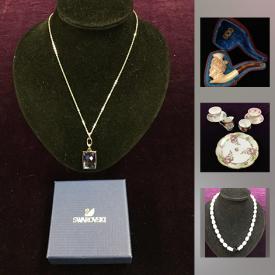 MaxSold Auction: This online auction features jewelry such as pearl necklace, brooches, costume jewelry, gold, and Swarovski crystal, Waterford crystal wine and branch glasses, dinnerware such as Paragon and Woods, figurines such as Royal Doulton and Goebel, furniture such as desk, dining room set, and chairs, clothing such as leather jackets and fur jackets and much more!