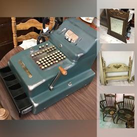 MaxSold Auction: This online auction features a vintage hand painted complete single bed, cornflower etched stemware, c 1940 McCaskey cash register. Rustic barn board jam cupboard, gates, cubbies and stool. Ceramic vases and a piece of crockery and much more!