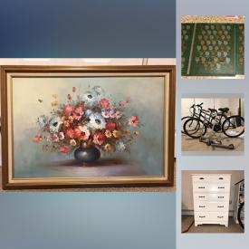 MaxSold Auction: This online auction features collectible coins, collectible Bavaria plates, board games, Huffy bicycle, signed oil painting, books, wing back chair, vintage clothing, HP laptop, wooden dresser, glassware and more!