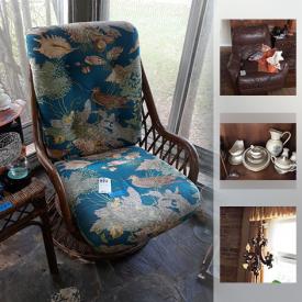 MaxSold Auction: This online auction features collectibles such as Lenox, sterling silver, and Spode china, furniture such as vintage rattan loveseat, dining table with chairs, and leather recliners, cut glass, wall art and more!