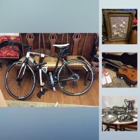 MaxSold Auction: This online auction features Giant Racer bicycle, new Yamaha guitar with case, silver plate items, crystal stemware, original paintings, antique French Provincial table and more!