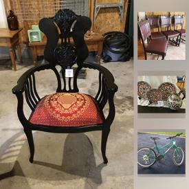 MaxSold Auction: This online auction includes collectibles such as hand painted porcelain, and silverplate items, furniture such as antique oak dining table, antique oak dining hutch, antique leather chairs, art such as original oil on board, framed print, and signed etching, crystal lamps, storage shelf, film equipment, bar ware, home decor, Raleigh bicycle, wine cooler, costume jewelry, and much more!