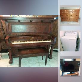 MaxSold Auction: This online auction features an Antique c 1904 Story & Clark upright piano, First Act guitar. Electronics such as Insignia 42" and Sharp 32" TVs, Philips DVD/VHS player, Epson printer, Fellowes shredder, 3 monitors - LG and 2 Viewsonics, Playstation accessories. Furniture such as a sofa, media center and bedroom pieces. Kenmore washer and gas dryer. Electric dart board. Yard and Garden such as a Task Force 12 amp electric and SunJoe lawn mowers and more!