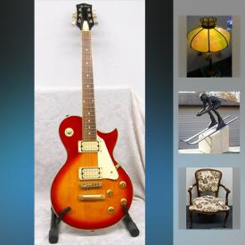 MaxSold Auction: This online auction features Fab Flame Wood Electric Guitar, Framed and Signed Art Works, Vintage Waterford Crystal Bowl, Airplane Ceiling Lamp, Original and Unopened Barbie Dolls, Art Deco Three Part Hinged Mirror, Florentine Style Nesting Tables, Vintage Glass Store Display Life-Size Head, Authentic Large Roseville Teapot, Ceramic Christmas Tree Lamp, Work Light. Vintage Coloured Glass Pyrex Mixing Bowls and much more!!!!