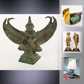 MaxSold Auction: This online auction features Metal Garuda Statue, Asian Inspired Female and Male Statues, Antique Asian Lidded Stacking Bowl Set, Lladro Figurines, Goebel Figurines, Antique Stone Plate with Fossils, Framed and Signed Art, SUPERSCOPE Receiver and 8mm Film Projector, Power Tools, Amber Jewelry, Jade Jewelry, Paperweights, Signed Soapstone Carvings and much more!!