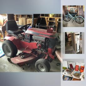 MaxSold Auction: This online auction features Toro lawn tractor, GameCube console with games, collectibles such as collector plates, silverplate flatware, and depression glass, art such as signed prints and mixed media on canvas, furniture such as carved wooden dresser, demi lune table, and occasional chairs, suitcases, women’s bicycle, pressure washer, Cub snowblower, sporting equipment, DVDs, area rugs, office supplies, kitchenware, linens and much more!