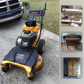 MaxSold Auction: This online auction features Upright Piano, Dansk Dish Set, Homelite Mower, Briggs And Stratton Cub Cadet Commercial Mower, Pilates Workout Machine, Ninja Juicer Set, Area Rugs, Yard Tools, Sewing Machines, Dumbbell, Band Saw, Metal Shelving Units and much more!