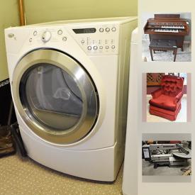 MaxSold Auction: This online auction features Musical Instruments such as two organs - Yamaha Electron and Hammond with percussion, Cha Cha, Swing and Waltz; two pianos - Henry Herbert by Mason & Risch piano Co., and a Willis & Co piano both with benches and harmonicas; Technics keyboard; FG 160 guitar. Appliances such as a Frigidaire top load and Duet steam dryer; Woods chest freezer. Shop tools such as a Rigid Chop Saw, King Bench Grinder, Dremel Scroll Saw, Black and Decker Miter Saw and more! Yard and Garden such as a MTD 5hp chipper and shredder, rain barrels, Pull-behind utility trailer, Agri Fab leaf rake, Brinley Hardy Co. seeder, Fertilizer/Spreader, Poulin chain saw and more! Exercise equipment such as a Kathy Smith Flip Trak folding treadmill; Weslo Cardio Glide. Recreational such as a Rene Corriveau et Fils Ping Pong table. Sporting goods such as Northwoods and Mountain Master bicycles, Fischer skis, hockey sticks, Pelican snowboard, snow shoes. Furniture such as an oak double pedestal dining table and 8 chairs, Queen bedroom suite, plus several vintage dressers, chest of drawers and bedside tables. Vintage Bent Chair Co. cedar chest, wooden desk and Pyrex. Antique Farming equipment such as a corn sheller and much more!