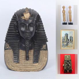 MaxSold Auction: This online auction features art such as metal statues and metal decor, cast bronze sculpture, hand carved wood, acrylic on canvas, and framed oil paintings, collectibles such as Yashicaflex TLR film camera, antique miniature hymn book, team jerseys, and international paper money, ceramics such as Royal Doulton bone china figurine, Paragon dishes, and statues, furniture such as bookshelves and much more!