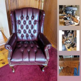 MaxSold Auction: This online auction features horse ART, framed cross stitch and needlepoint and tapestries. Furniture such as a vintage S Bent & Bros Hitchcock chair; 24" mahogany drum table; Mid Century barstools by Arthur Umanoff, MC floor lamp; Sheraton style server. Antique Underwood typewriter. Vintage Books. China such as a vintage Tiffany and Hackefors Porslin coffee and tea service; Collectible Hot wheels, dolls and horse show plates. Tools such as Ryobi band saw, drill press; grinder/sander; Craftsman rolling too chest; hand tools and hardware. Yard and Garden tools. Yamaha surround sound system and more!