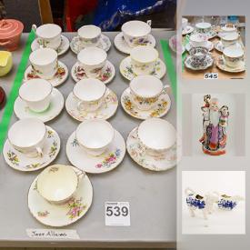 MaxSold Auction: This online auction features Devonware Bowl, Porcelain Vanity Set, Art Glass, Teacup and Saucers Collection, Depression Glass, Antique and Vintage China Dishes, Slovakian Wine Decanters, German Edelstein Teapot, Grindley Peach Petal Dishes, Jade Bangle Bracelets and much More!