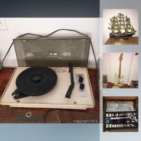 MaxSold Auction: This online auction features a vintage Sango electric guitar, Factory set of 1988 Donruss baseball cards, vintage DC-2011E desktop computer, singer sewing machine, vintage hardware and woodworking equipment, garden tools, ladders, golf clubs, Vintage 1980s CT-301 cellular phone, turntable, wooden model ships, portable air conditioners, electric fireplace and much more!