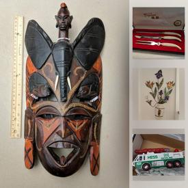 MaxSold Auction: This online auction features paper art, African masks, vintage projection camera, child's bikes & scooters, Noritake bone China, manual lawn mower, DVDs, ladies shoes & boots, child's golf clubs and much more!