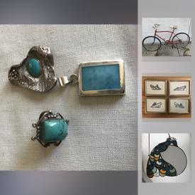 MaxSold Auction: This online auction features Woven Baskets, Wool Rugs, Framed Prints, Walking Stick, Handmade Cuff, Folk Art, Terracotta Clay Baker, Wreaths, Delft Pottery, Turquoise & Sterling Silver Jewelry, Peacock Feathers and much more!!