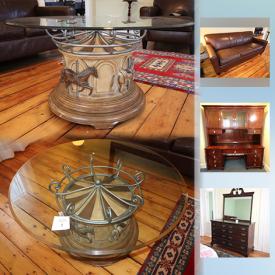 MaxSold Auction: This online auction features a vintage livestock drawn plow, microwave oven, carousel horse coffee table, Mahogany dining table, bedroom furniture and much more!