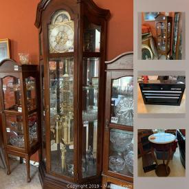 MaxSold Auction: This online auction features Display Shelf, Sligh Grandfather Clock, Hummel Figures, Johnson Bros China Set, DeLonghi Espresso Cappuccino Maker, Tablecloths, stethoscope and much more!