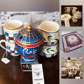 MaxSold Auction: This online auction features Cup and Pitcher Sets, Hummel Plates, Corelle, Pyrex, Wedgwood China, Teapot, Teacups, and Saucers, Collector Plates, Copenhagen Porcelain, Milk Glass Luncheon Set, Roseville Vase and Teapot and much more!