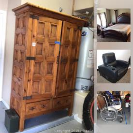 MaxSold Auction: This online auction features Custom made Sectional Couch, pottery, Mystical Figures, Rubbermaid Tough Shed, sewing Mannequin, Utility Pump, Portable Hoover, And Heaters, Music Mixer Console And Cinema Screen and much more.