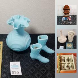 MaxSold Auction: This online auction features Fenton Glass, Milk Glass, Wedgwood Pieces, Mikasa Vase, Chokin Vases, Collector Plates, Decorative Wall Molds, Ceramic Figurines, Red Rose Tea Figurines, Capodimonte Flowers, Lennox Pieces, Board Games, Pfaltzgraff Village Stoneware, Small Kitchen Appliances, Wurlitzer Organ, Orgasonic Organ, Teacup Collection, Vinyl Record Albums, 45's, Werner Extension Ladder and much more!