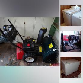 MaxSold Auction: This online auction features a generator, coins, tools, snowblower, furniture such as a dresser, bed frame, bookshelf, armoire, chair, table, shelving, recliner, coffee table and more, appliances such as a washer, dryer, chest freezer and more,, lawnmower, car care items, lawn care items, christmas items and decor, kitchen items, Yamaha keyboard, model trains, rugs, china, health aids, lawn ornaments, speakers, luggage and more!