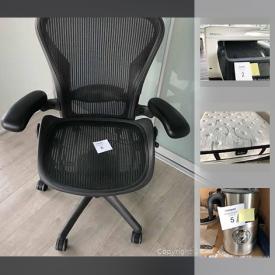 MaxSold Auction: This online auction features a Restoration Hardware Flatiron dining table / Desk, Serta mattress and box springs with frame, Aaron desk chair, HP printer, scanner,copier and more!