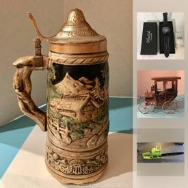 MaxSold Auction: This online auction features Vintage Wooden Butter Presses, Blue Weller Pottery Vase, Motorcycle Sculpture, Vintage Quimper, Yellow Chinese Pottery Ginger Jar, Cabbage Patch Dolls, Vintage Shoe Scraper, Dollhouse Accessories, Games, iLive Bluetooth Speaker NIB, Vintage Hand Made Williamsburg Pewter Plates, Wide 900 Silver Aztec Motif Bracelet, Computer Gear NIB, Murano Glass Doves, Fantasy Display Swords, Poulan 1625 Electric Chain Saw and more.