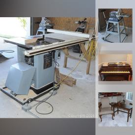 MaxSold Auction: This online auction features furniture such as wooden hutch, wooden table with chairs, and bathroom cabinets, power tools such as Delta sanding center, Delta arbor saw, and Craftsman radial arm saw, electronics such as Minolta digital camera, Harmon Kardon amplifier, and Sony speakers, gardening equipment, Weber grill, Nautilus exercise bike, party supplies, wall art, glassware and much more!