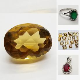 MaxSold Auction: This online auction features Golden Yellow Citrine, Light Blue Aquamarine, Sapphires, Ammolite Triplets, Deep Purple Amethyst Pendant, Neon Green Flower Cuprian Tourmaline, Ethiopian Opal, Black Rolling Flash Fire Opal, Hand Carved Ceylon Moonstones, Diamonds, Green Columbian Emerald, Red Checker Cut Garnets and much more!