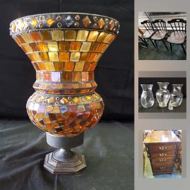 MaxSold Auction: This online Auction features, ceiling fans, Vintage Chairs, Desks, Secretary Cabinet, Glass vases, Vintage curio cabinet and much more.