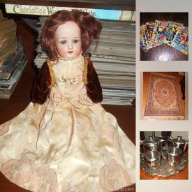 MaxSold Auction: This online auction features Several Antique c1890s Armand Marseille, Germany dolls. Vintage evening gowns and coats, step stool, 50's reducing machine, punch bowl set. Collectible LPs; comic books. A Bakers rack. Magic Chief mini fridge. Wii Fit Plus NIB, Hometech ceiling / wall mount speakers, Koss and Sanyo DVD players and more!