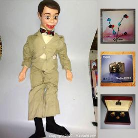 MaxSold Auction: This online auction features motorcycle camera, Jimmy Nelson's Danny O'Day Ventriloquist Dummy Doll, Antique door, Vintage Royal Doulton Bunnykins 3 Piece Set, Lamar Blazer Snowboard, Royal Albert Cobalt Blue cup & saucer set and much more!