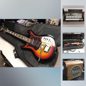 MaxSold Auction: This online auction features musical equipment such as Fender, Aria, and Montana acoustic guitars, slider electric guitar, Crumar Organizer 2 keyboard, Marshall PEDL, Silvestrini accordion, Roland Chorus Echo, Peavey amps, Ibanez effects pedal, faders, Beaver Creek ukulele, video games and consoles such as vintage Coleco consoles and Sega portable Game Gear console and much more!