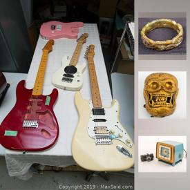 MaxSold Auction: This online auction features Bangle Jade Bracelets, Indigenous Ceremonial Club, Asian Inspired Ceramic Lidded Jars, Acoustic & Electric Guitars, Violin with Carrying Case, Hand Carved Cedar Chest Trunk, Vintage Cocktail Set, Chinese Bronze Zodiac Figurines, Masonic Tylers Swords and much more!