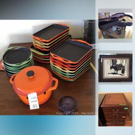 MaxSold Auction: This online auction features Le Creuset Enamel Cast Iron Grill pans, Wolfgang Puck Pressure Oven, Visio 24in flatscreen tv, Opal Ice Maker, Celestron Telescope, Commercial KitchenAid Mixer, and much more!