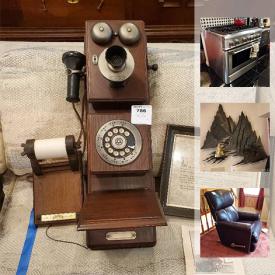 MaxSold Auction: This online auction features Metal Wall Art, Fine China, American Limoges, Vintage Radios, Vintage Telephones, Fountain Lamp, Whirlpool Dishwasher, Commercial-grade Stove, Native Wood Decor, Whirlpool Wine Cooler, Cedar Cabinet, LaZBoy Recliner, Panasonic TV, Vinyl, Outdoor Table and Chairs, and much more!